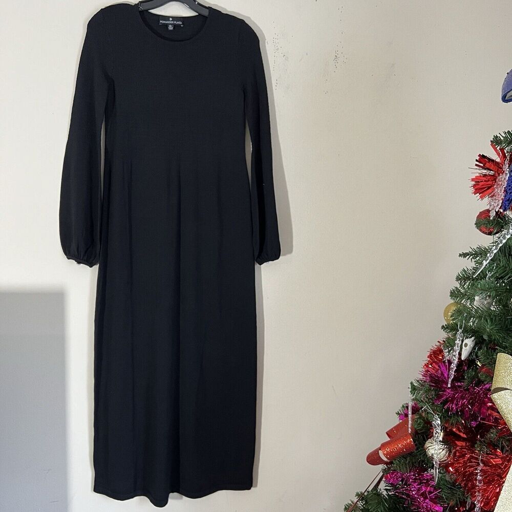 Pomander Place Tuckernuck Black Double Knit Lennox Sweater Maxi Dress XS NEW - Picture 2 of 9